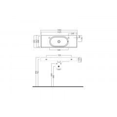 AREA Раковина подвесная, 1 отверстие для смесителя DX, размер 106х35 см, цвет белый