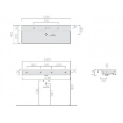 Galassia Meg11 8938 Раковина подвесная | накладная 1210*460 мм (белый глянцевый)