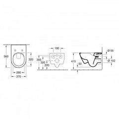 Villeroy&Boch Subway 2.0 Унитаз подвесной 370*560*365, безободковый, в комплекте сиденье SlimSeat, микролифт, CeramicPlus, цвет альпийский белый