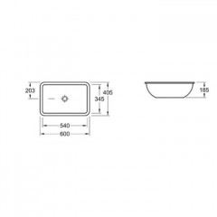 Villeroy&Boch Loop & FriendsРаковина 540*340*180мм без отв для смесителя, с переливом, наружная сторона в глазури, цвет альпийский белый