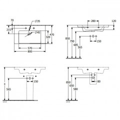 Villeroy&Boch Subway 3.0 Раковина для установки на тумбу 800*470мм, с 1 отв. под смеситель, с переливом, нешлифован.цвет альпийский белый