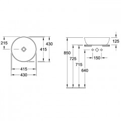 Villeroy&Boch Artis Раковина круглая 430*430*h125, без отверстий под смеситель, без перелива, CeramicPlus, цвет: альпийский белый