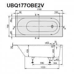 Villeroy&Boch Oberon ванна1700*700*450, цвет белый (БЕЗ СЛИВА-ПЕРЕЛИВА)