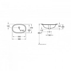 Villeroy&Boch O.novo Раковина для установки под столешницу 530*320*205, с переливом, цвет альпийский белый