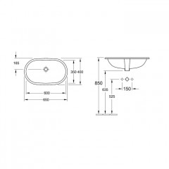Villeroy&Boch O.novo Раковина врезная под столешницу 600*350*215, с переливом, цвет альпийский белый (спеццена со склада!)