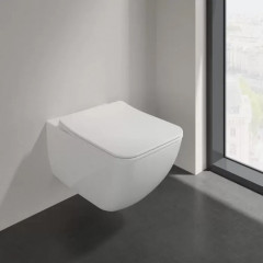Villeroy&Boch Venticello Унитаз подвесной 375*560*330, безободковый, в комплекте сиденье SlimSeat Line, микролифт, цвет альпийский белый