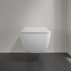 Villeroy&Boch Venticello Унитаз подвесной 375*560*330, безободковый, в комплекте сиденье SlimSeat Line, микролифт, цвет альпийский белый