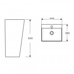 Умывальник пьедестальный Aquatek Optima Square 440x380x835