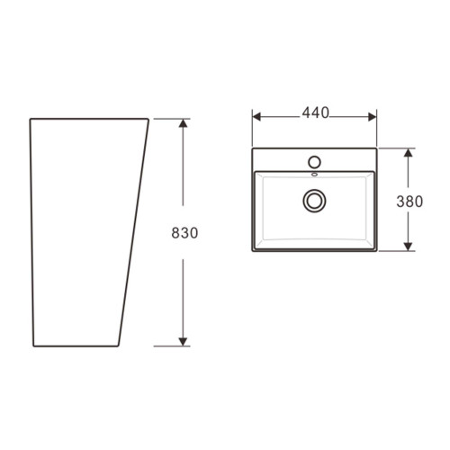 Умывальник пьедестальный Aquatek Optima Square 440x380x835