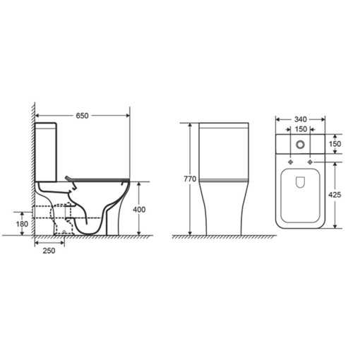 Унитаз напольный, безободковый Aquatek Optima Square 650x340x770, крышка-сиденье дюропласт, легкосъемное с микролифтом