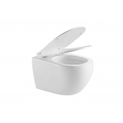 Унитаз подвесной безободковый AQUATEK ЕВРОПА AQ1190T-00 531*360*330 мм, смыв ТОРНАДО, горизонтальный выпуск, тонкое сиденье с механизмом плавного закрывания, крепеж