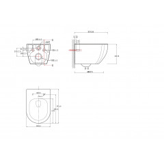 Унитаз подвесной безободковый AQUATEK ЕВРОПА AQ1190T-00 531*360*330 мм, смыв ТОРНАДО, горизонтальный выпуск, тонкое сиденье с механизмом плавного закрывания, крепеж