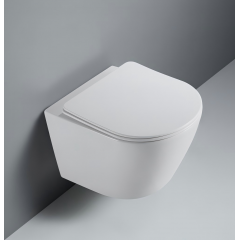 Унитаз подвесной безободковый AQUATEK ЛИБЕРТИ AQ1999T-00 500*360*350 мм, смыв ТОРНАДО, горизонтальный выпуск, тонкое сиденье с механизмом плавного закрывания, крепеж