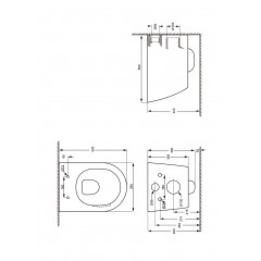 Унитаз подвесной безободковый AQUATEK ЛИБЕРТИ AQ1999T-00 500*360*350 мм, смыв ТОРНАДО, горизонтальный выпуск, тонкое сиденье с механизмом плавного закрывания, крепеж