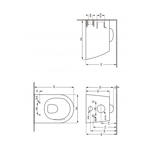 Унитаз подвесной безободковый AQUATEK ЛИБЕРТИ AQ1999T-00 500*360*350 мм, смыв ТОРНАДО, горизонтальный выпуск, тонкое сиденье с механизмом плавного закрывания, крепеж