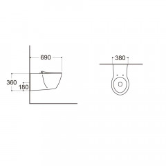 Подвесной унитаз для людей с ограниченными возможностями, сиденье дюропласт, 690*380*360