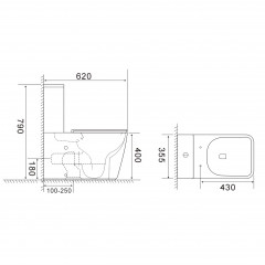 Унитаз напольный, безободковый, система смыва торнадо, Aquatek Optima Plus Square 620x355x790, крышка-сиденье дюропласт, легкосъемное с микролифтом