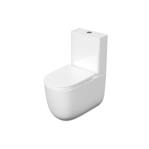 Унитаз напольный, безободковый, система смыва торнадо, Aquatek Optima Plus 620x355x790, крышка-сиденье дюропласт, легкосъемное с микролифтом