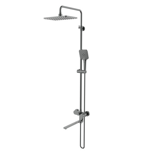 AQ2840BGM НИКА душевая система (смеситель для ванны) 3 jet 300х193 мм с длинным изливом, оружейная сталь