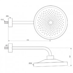 Ideal Standard Solos верхний душ 33см, с LED-подсветкой, с настенным держателем 40см, цвет: хром