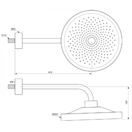 Ideal Standard Solos верхний душ 33см, с LED-подсветкой, с настенным держателем 40см, цвет: хром
