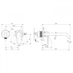 Ideal Standard La Dolce Vita Смеситель для раковины, встраиваемый, излив: 21см, без комплектом №1 A1313NU, цвет: PVD Brushed Gold