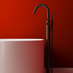 Ideal Standard Joy Смеситель для ванны, напольный, с ручным душем Stick, шланг Idealflex 125см, без A6133NU, цвет: PVD Magnetic Grey