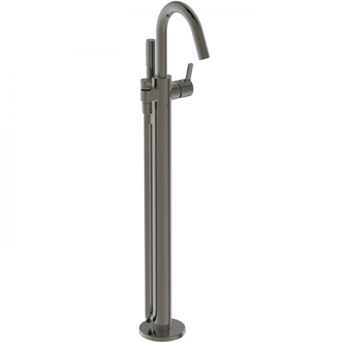 Ideal Standard Joy Смеситель для ванны, напольный, с ручным душем Stick, шланг Idealflex 125см, без A6133NU, цвет: PVD Magnetic Grey