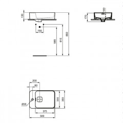 Ideal Standard Strada 2 Guest Раковина 500х350 мм, с переливом (реверсивная-только на столешницу!), с крепежом и керам крышкой, цвет: белый глянец