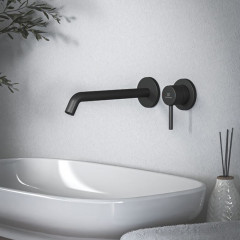 Ideal Standard Ceraline Nuovo Смеситель однорычажный для раковины на 2 отверстия из стены, излив 220 мм, внешняя часть, цвет: черный матовый