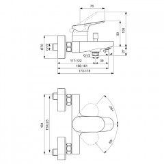 Ideal Standard Ceralife O Настенный смеситель для ванны/душа, цвет: хром
