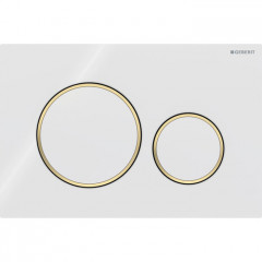 Geberit Sigma20 Клавиша для двойного смыва, круглая: белые, декор. кольца: позолота (замена 115.778.KK.1)