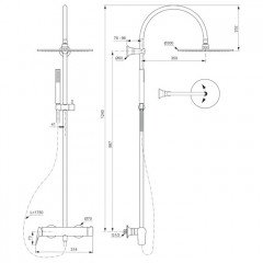 Ideal Standard La Dolce Vita Душевая стойка, смеситель для душа, верхний душ 30см, руч.душ Stick, шланг Idealflex 175см, цвет: PVD Silver Storm