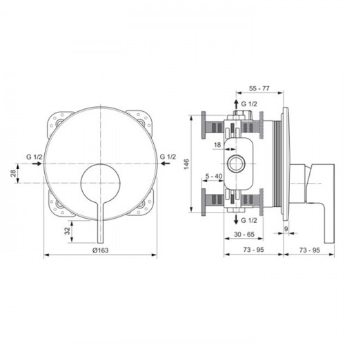Ideal Standard Joy Смеситель для душа, встраиваемый, без комплектом EASY-BOX A1000NU, цвет: хром