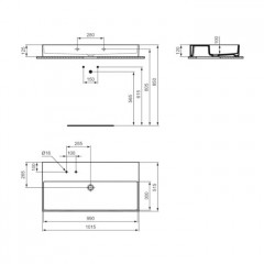 Ideal Standard Solos Раковина подвесная 100х50см, с 2 отв, без перелива, цвет: черный глянцевый