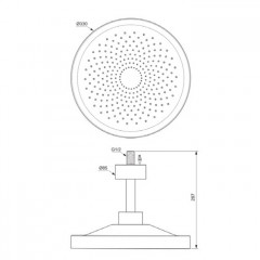 Ideal Standard Solos 1-функц.(Rain) верхний душ 33см, с LED-подсветкой, с потолочным держателем 15см, цвет: хром