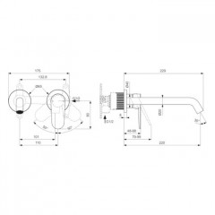 Ideal Standard La Dolce Vita Смеситель для раковины, встраиваемый, излив: 21см, без комплектом №1 A1313NU, цвет: PVD Magnetic Grey