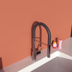 Ideal Standard Gusto Смеситель для кухни высокий с выдвижным изливом,поворотный 360°, чёрный шланг, 2 типа струи - переключение кнопка, цвет: хром