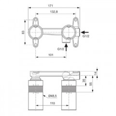 Ideal Standard BUILT-IN Встраиваемая часть однорычажного смесителя для раковины, резьба 1/2''