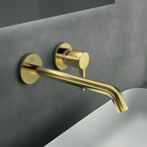 Ideal Standard Joy Cмеситель для раковины, встраиваемый, излив: 22.5см, без комплектом №1 A1313NU, цвет: PVD Brushed Gold