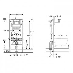 Geberit Duofix Инсталляция для подвесного унитаза, 112 см, со смывным бачком скрытого монтажа Sigma 12 см (СПЕЦЦЕНА с нашего склада)