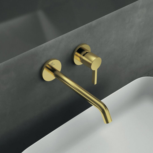 Ideal Standard Joy Cмеситель для раковины, встраиваемый, излив: 22.5см, без комплектом №1 A1313NU, цвет: PVD Brushed Gold