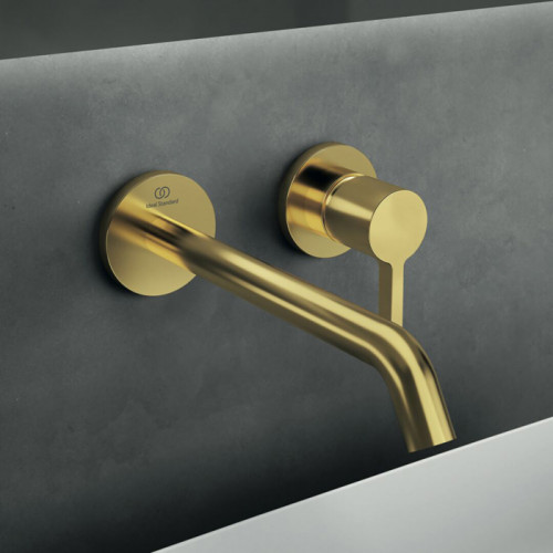 Ideal Standard Joy Cмеситель для раковины, встраиваемый, излив: 22.5см, без комплектом №1 A1313NU, цвет: PVD Brushed Gold