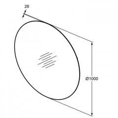 Ideal Standard Conca Круглое зеркало с диаметральной светодиодной подсветкой 1000 x 26 x 1000 мм, 10,6 кг neutral