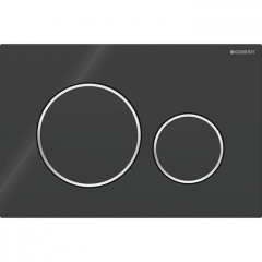 Geberit Sigma20 Клавиша для двойного смыва, круглая: черные, декор. кольца: глянцевый хром (замена 115.778.KM.1)