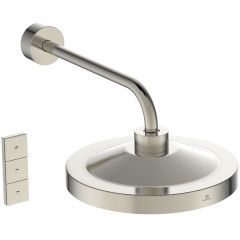 Ideal Standard Solos 3-функц.(Rain, Silkrain, SecondSkin) верхний душ 33см, с LED-подсветкой, с настенным держателем 40см, цвет: PVD Silver Storm