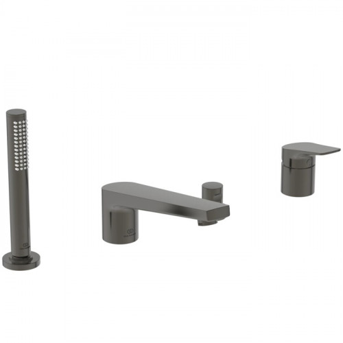 Ideal Standard La Dolce Vita Смеситель для ванны, на 4 отв, с ручным душем, шланго для душа 175см, цвет: PVD Magnetic Grey