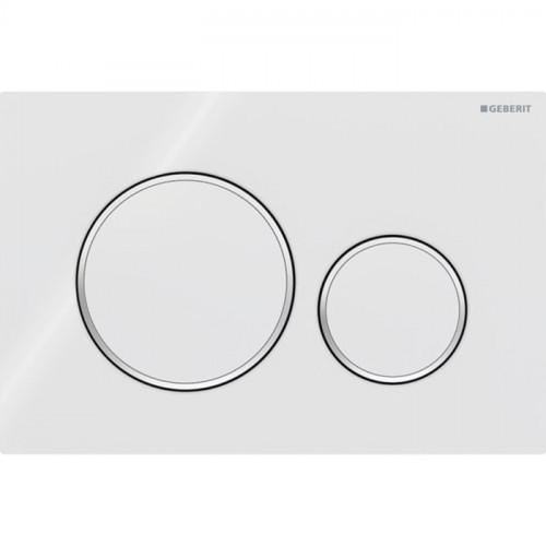 Geberit Sigma20 Клавиша для двойного смыва, круглая: белые, декор. кольца: глянцевый хром (замена 115.778.KJ.1)