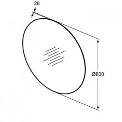 Ideal Standard Conca Круглое зеркало с диаметральной светодиодной подсветкой 800 x 26 x 800 мм, 7,4 кг neutral