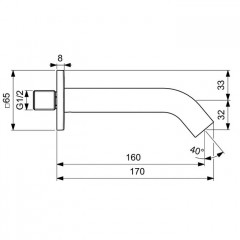Ideal Standard Joy Neo Настенный излив, 17см, подключение G1/2, цвет: PVD Magnetic Grey